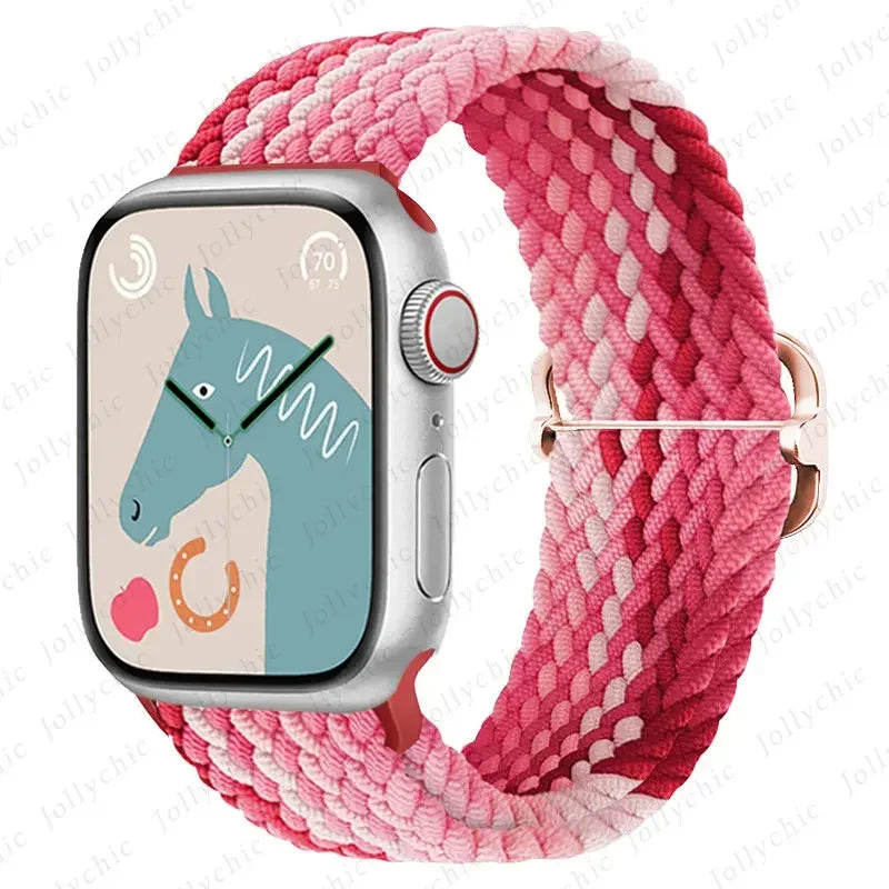 Braided Loop for Apple Watch Strap 44Mm 40Mm 45Mm 41Mm 42Mm 38Mm 49Mm Elastic Solo Bracelet Iwatch Series 7 Se 3 6 Ultra 8 Band