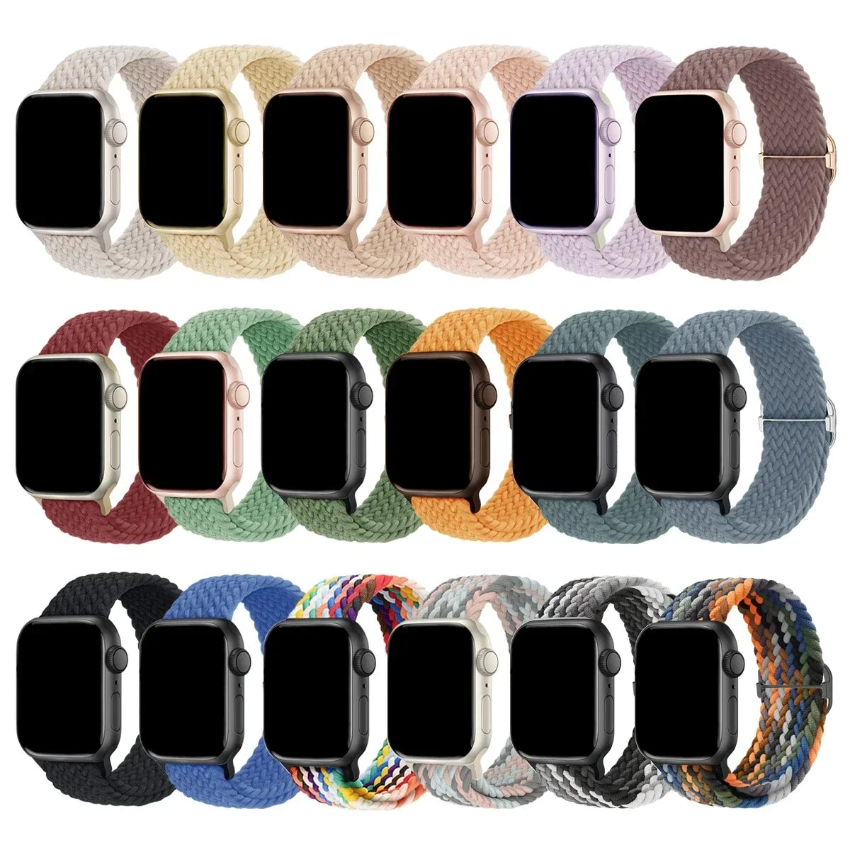 Braided Loop for Apple Watch Strap 44Mm 40Mm 45Mm 41Mm 42Mm 38Mm 49Mm Elastic Solo Bracelet Iwatch Series 7 Se 3 6 Ultra 8 Band