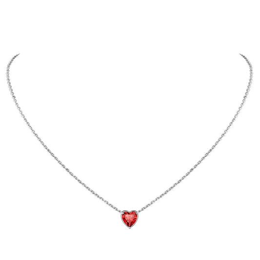 Women 925 Sterling Silver Birthstone Love Heart Necklace, Birthday Valentines Gift