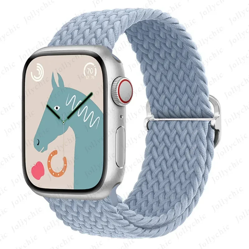 Braided Loop for Apple Watch Strap 44Mm 40Mm 45Mm 41Mm 42Mm 38Mm 49Mm Elastic Solo Bracelet Iwatch Series 7 Se 3 6 Ultra 8 Band