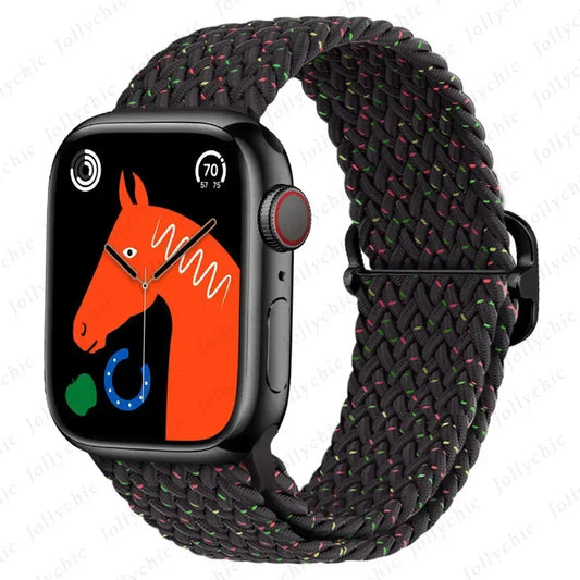 Braided Loop for Apple Watch Strap 44Mm 40Mm 45Mm 41Mm 42Mm 38Mm 49Mm Elastic Solo Bracelet Iwatch Series 7 Se 3 6 Ultra 8 Band