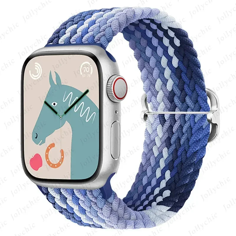 Braided Loop for Apple Watch Strap 44Mm 40Mm 45Mm 41Mm 42Mm 38Mm 49Mm Elastic Solo Bracelet Iwatch Series 7 Se 3 6 Ultra 8 Band