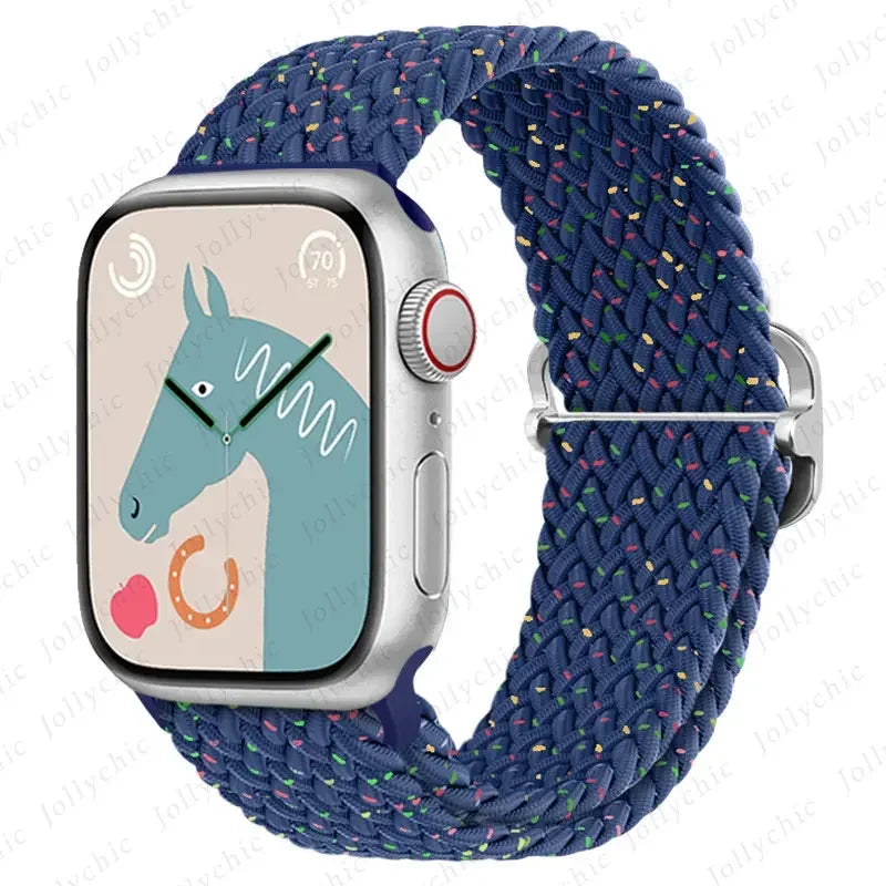 Braided Loop for Apple Watch Strap 44Mm 40Mm 45Mm 41Mm 42Mm 38Mm 49Mm Elastic Solo Bracelet Iwatch Series 7 Se 3 6 Ultra 8 Band