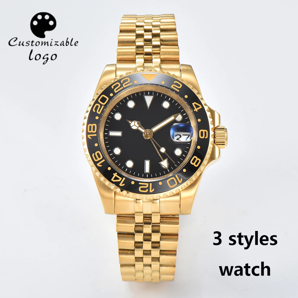 Nh34 Watch Customizable Logo Watches for Men Nh34 Movement GMT Watch Mechanical Automatic Men'S Watch Sapphire Glass Watch