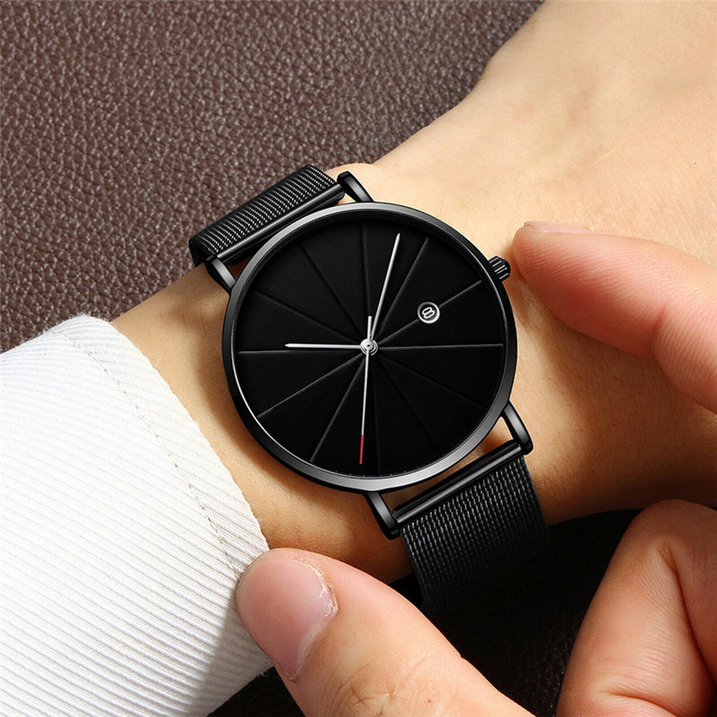 Trendy Men'S Ultra Thin Minimalist Quartz Watch Stainless Steel Sport Wristwatch