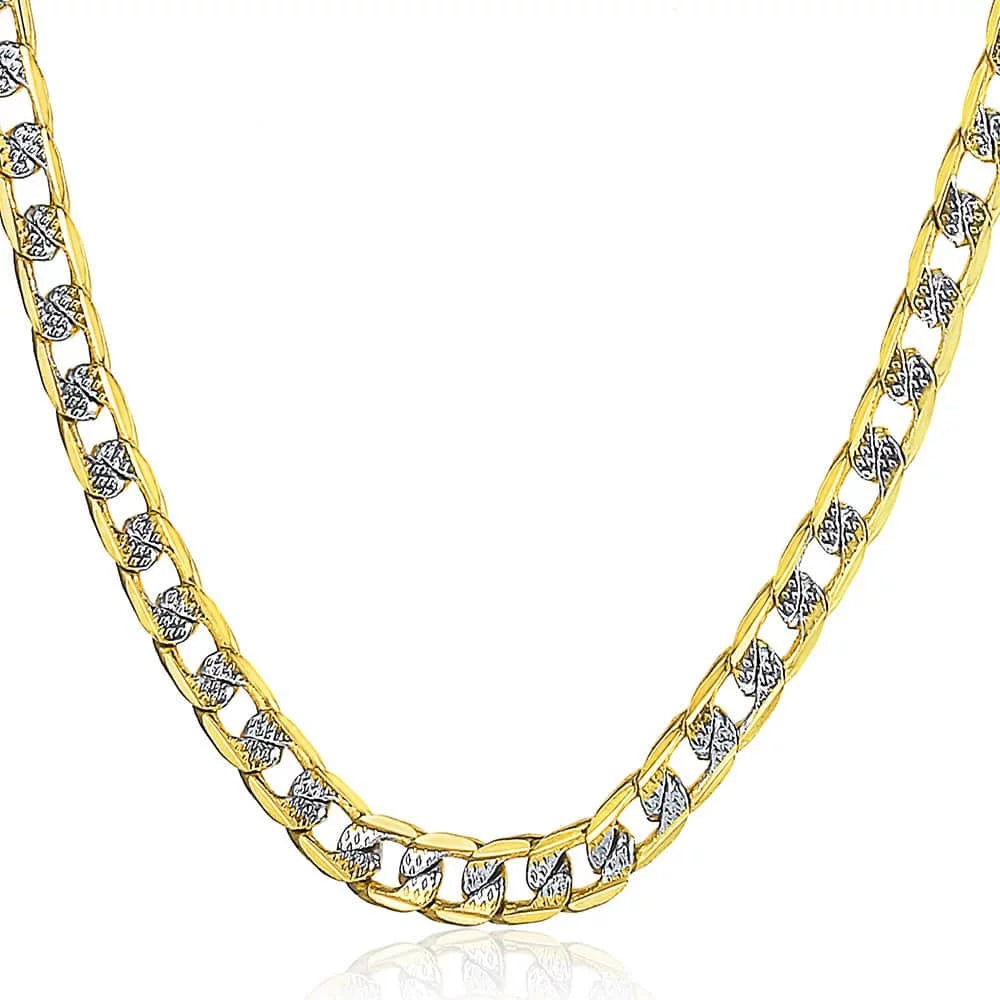 4Mm Hammered Curb Cuban Yellow Gold Filled Necklace Chain Mens Womens Unisex