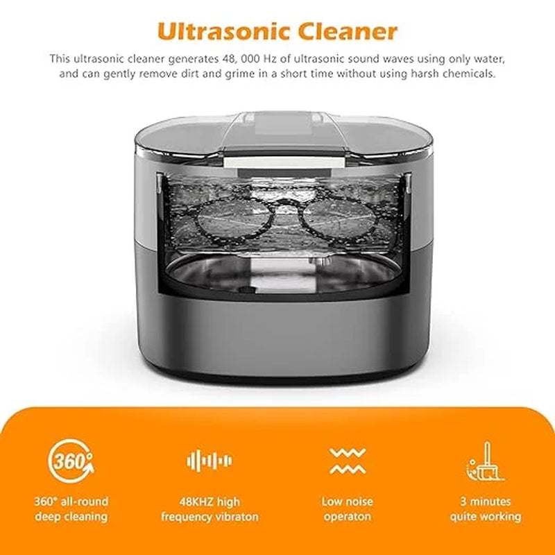 Ultrasonic Jewelry Cleaner, 750Ml Sonic Cleaner with Digital Timer for Eyeglasses, Rings, Coins，Silver，Denture Ultrasonic Cleaner Solution for Gifts