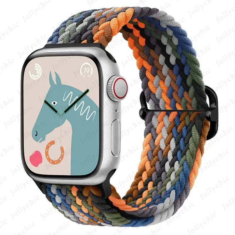 Braided Loop for Apple Watch Strap 44Mm 40Mm 45Mm 41Mm 42Mm 38Mm 49Mm Elastic Solo Bracelet Iwatch Series 7 Se 3 6 Ultra 8 Band