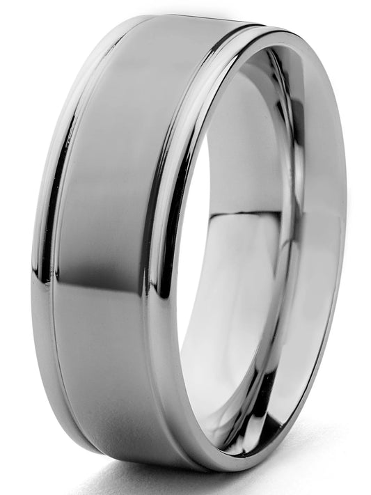 Stainless Steel Dual Finish Grooved Ring (8Mm)