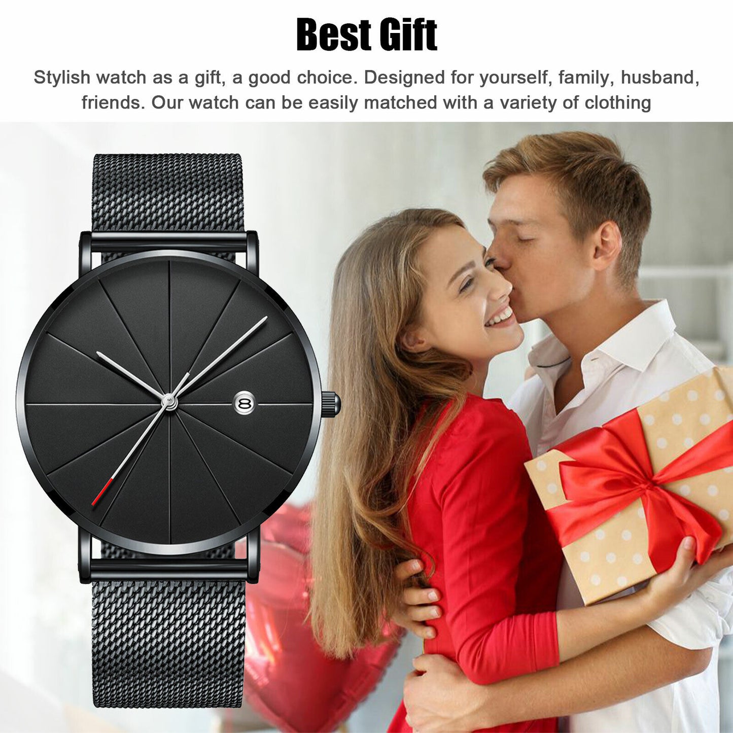 Trendy Men'S Ultra Thin Minimalist Quartz Watch Stainless Steel Sport Wristwatch