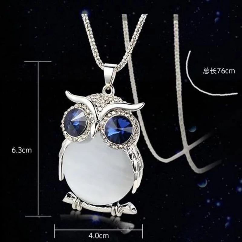 Real Necklace for Women Diamond Pendant Owl Women Jewelry Chain Sweater Long Necklace Necklaces Pendants Water Drop Necklace White