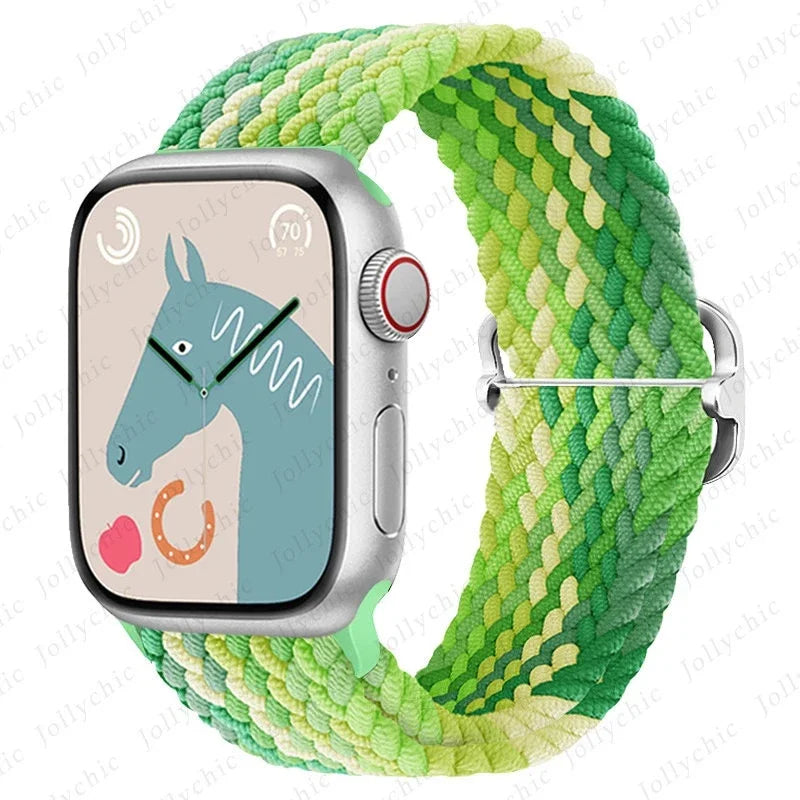 Braided Loop for Apple Watch Strap 44Mm 40Mm 45Mm 41Mm 42Mm 38Mm 49Mm Elastic Solo Bracelet Iwatch Series 7 Se 3 6 Ultra 8 Band