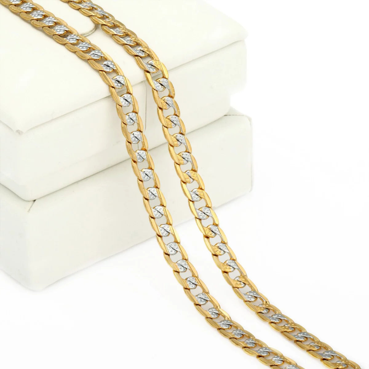 4Mm Hammered Curb Cuban Yellow Gold Filled Necklace Chain Mens Womens Unisex